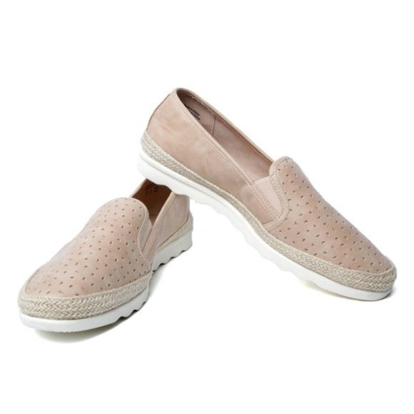 Luca Ferri Slip On Sneaker Perforated Casual Shoes Chunky Rubber Sole Pink/Beige - Picture 9 of 9